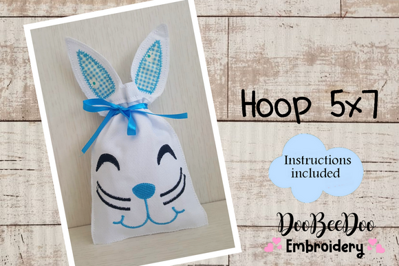 Easter Bunny Bag Blue - ITH Project - Machine Embroidery Design