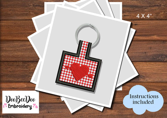 Heart Cupid Keychain - ITH Project - Machine Embroidery Design