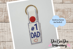 #1 Dad Keychain - Machine Embroidery Design - DooBeeDoo Embroidery Designs