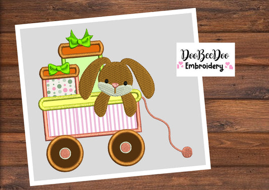 Easter Bunny with Gifts - Applique  - Machine Embroidery Design