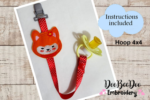 Fox Pacifier Holder - ITH Project - Machine Embroidery Design