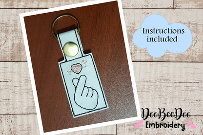 Korean Heart Keychain - ITH Project - Machine Embroidery Design