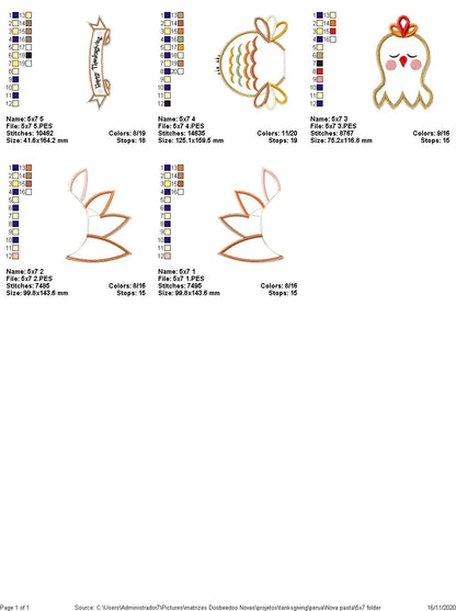 Turkey Thanksgiving Ornament - ITH Project - Machine Embroidery Design