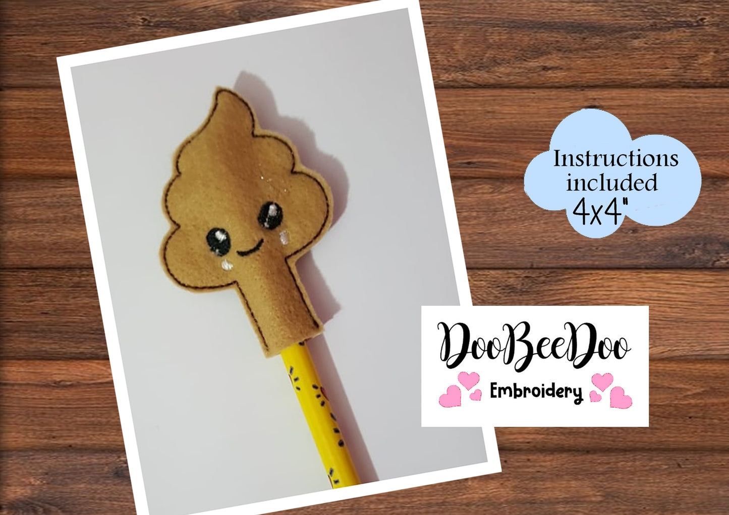 Pencil Topper Emoticon  - ITH Project - Machine Embroidery Design