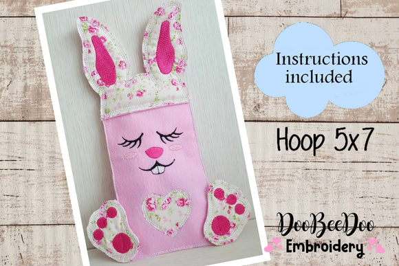 Candy Easter Girl Bunny Bag - ITH Project - Machine Embroidery Design