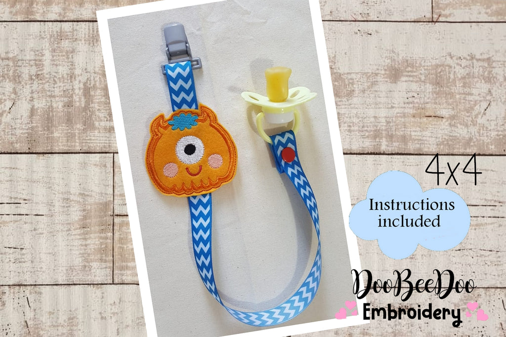 Monster Pacifier Holder - ITH Project - Machine Embroidery Design