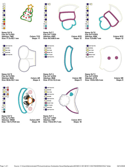 Christmas Characters Vase Ornaments - ITH Project - Machine Embroidery Design