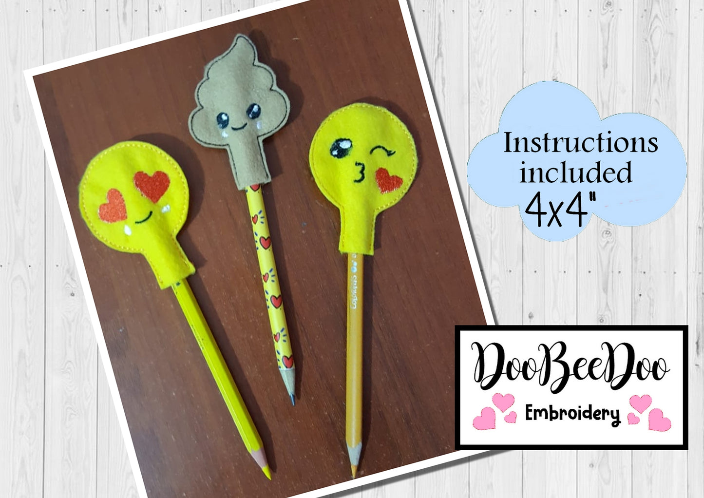 Pencil Topper Emoticons  - ITH Project - Machine Embroidery Design