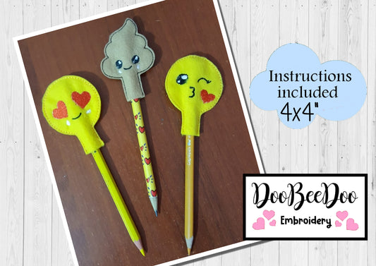 Pencil Topper Emoticons  - ITH Project - Machine Embroidery Design