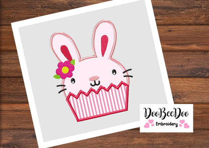 Bunny Cupcake Girl - Applique  - Machine Embroidery Design