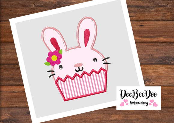 Bunny Cupcake Girl - Applique  - Machine Embroidery Design