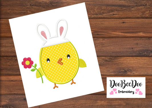 Little bird girl Easter  - Applique  - Machine Embroidery Design