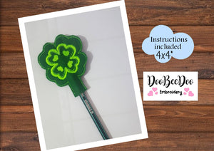 Pencil Topper Clover - ITH Project - Machine Embroidery Design