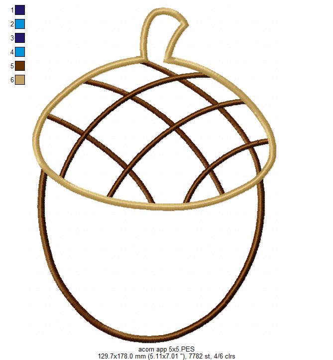 Acorn - Applique - Machine Embroidery Design