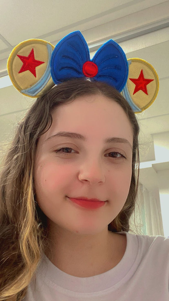 Mouse Ears Wonder Woman Headband - ITH Project - Machine Embroidery Design