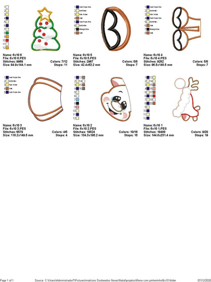 Christmas Characters Vase Ornaments - ITH Project - Machine Embroidery Design