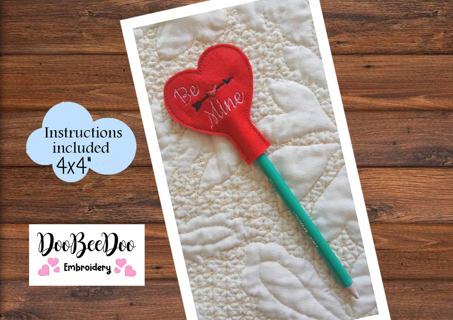 Pencil Topper Be Mine  - ITH Project - Machine Embroidery Design