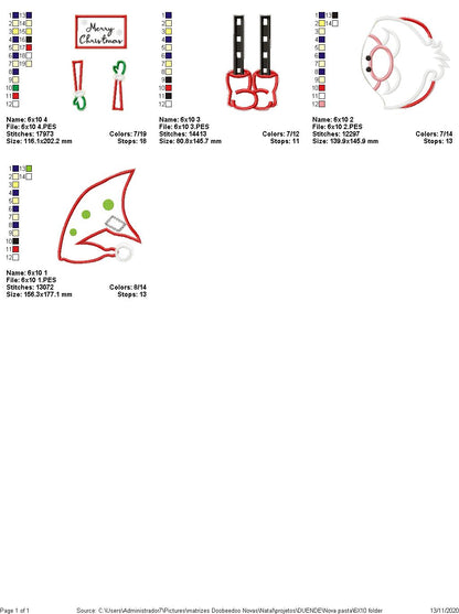 Gnome Merry Christmas Ornament - ITH Project - Machine Embroidery Design