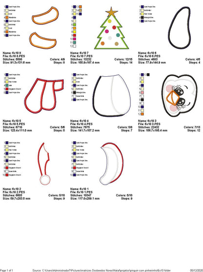 Christmas Characters Vase Ornaments - ITH Project - Machine Embroidery Design