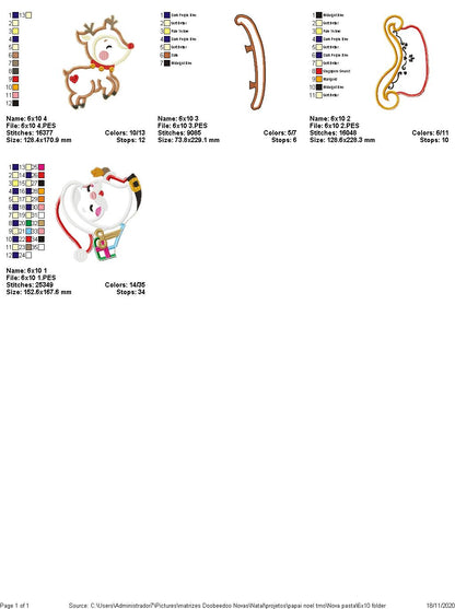 Santa Claus Sleigh Banner - ITH Project - Machine Embroidery Design