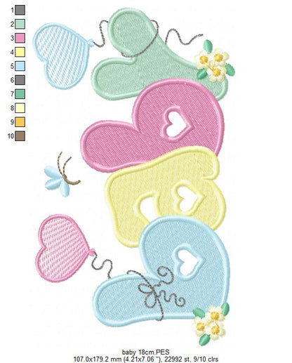 Baby Word - Fill Stitch - Machine Embroidery Design