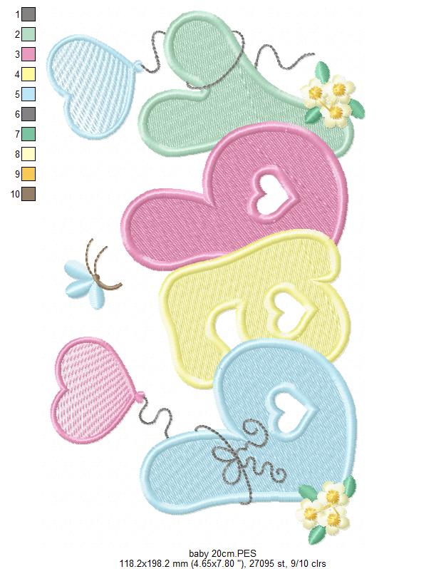 Baby Word - Fill Stitch - Machine Embroidery Design