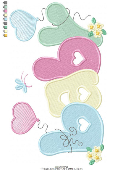 Baby Word - Fill Stitch - Machine Embroidery Design