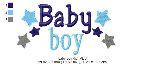 Baby Boy Stars - Fill Stitch - Machine Embroidery Design