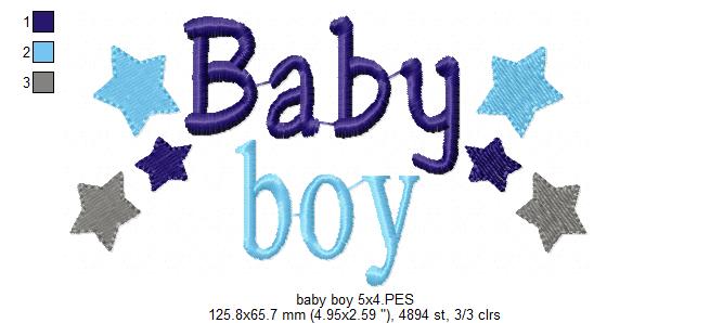 Baby Boy Stars - Fill Stitch - Machine Embroidery Design