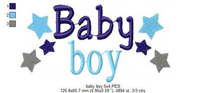 Baby Boy Stars - Fill Stitch - Machine Embroidery Design