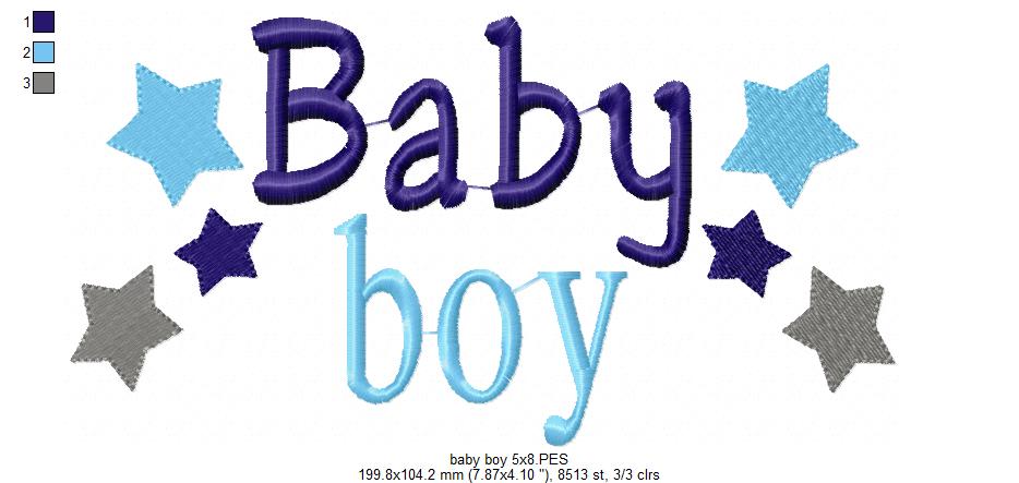 Baby Boy Stars - Fill Stitch - Machine Embroidery Design