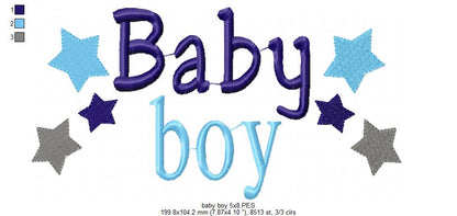Baby Boy Stars - Fill Stitch - Machine Embroidery Design