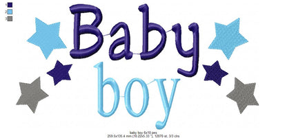 Baby Boy Stars - Fill Stitch - Machine Embroidery Design