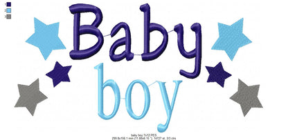 Baby Boy Stars - Fill Stitch - Machine Embroidery Design