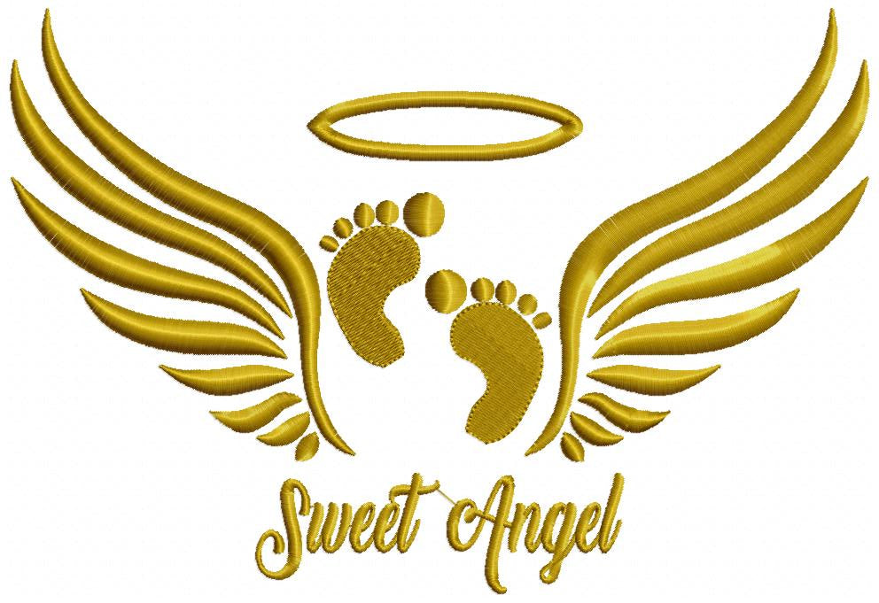 Sweet Angel Baby Feet and Wing - Fill Stitch