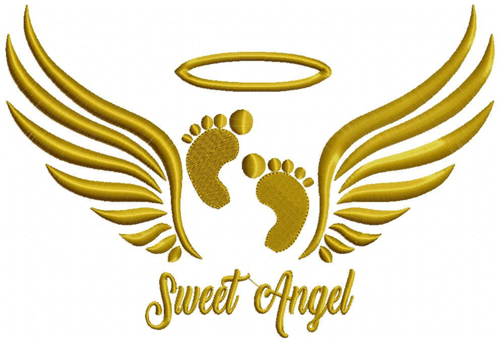 Baby Feet Embroidary Baby Paw Embroidery Baby Feet Angel Wings