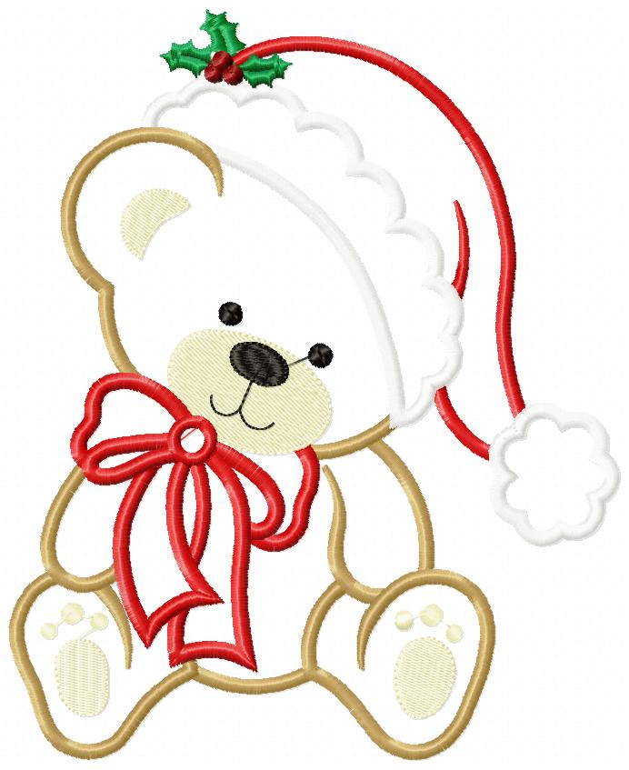 Christmas Teddy Bear Boy Santa - Applique