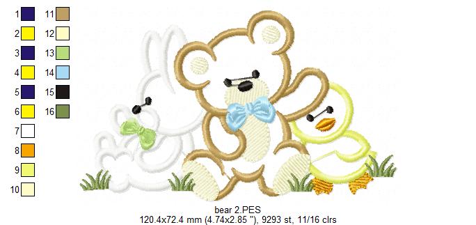 Cute Baby Animal Friends - Appliqué - Machine Embroidery Design