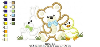 Cute Baby Animal Friends - Appliqué - Machine Embroidery Design