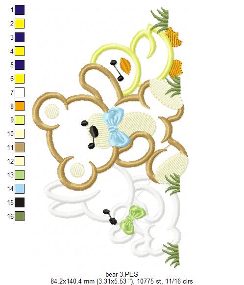 Cute Baby Animal Friends - Appliqué - Machine Embroidery Design