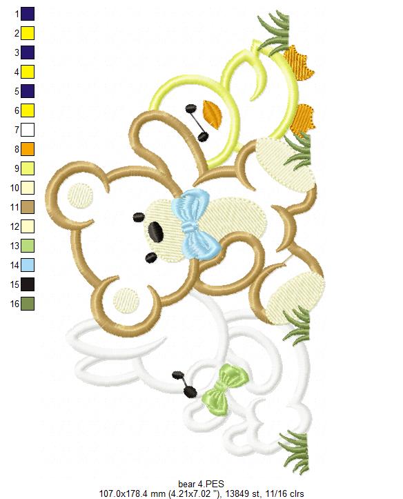 Cute Baby Animal Friends - Appliqué - Machine Embroidery Design