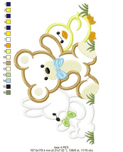 Cute Baby Animal Friends - Appliqué - Machine Embroidery Design