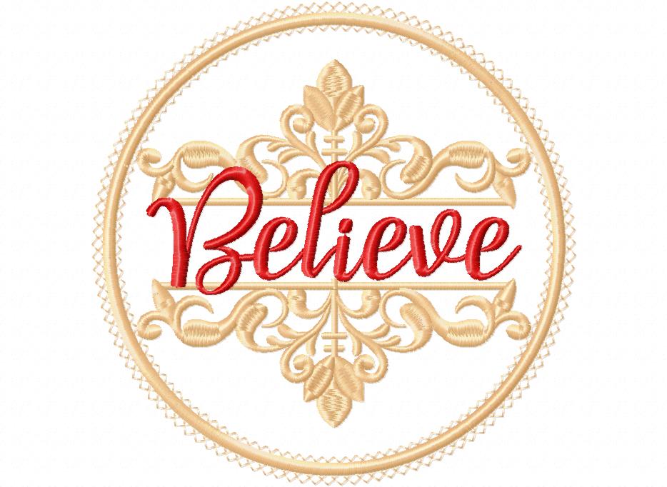Believe Frame Design 🎄 – Applique – Machine Embroidery Design