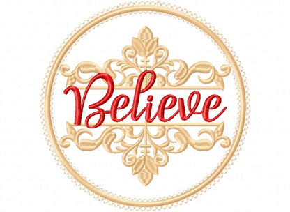 Believe Frame Design 🎄 – Applique – Machine Embroidery Design