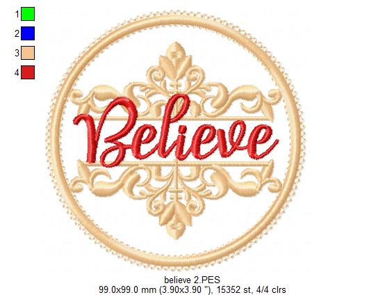 Believe Frame Design 🎄 – Applique – Machine Embroidery Design