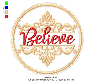 Believe Frame Design 🎄 – Applique – Machine Embroidery Design