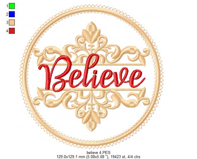 Believe Frame Design 🎄 – Applique – Machine Embroidery Design