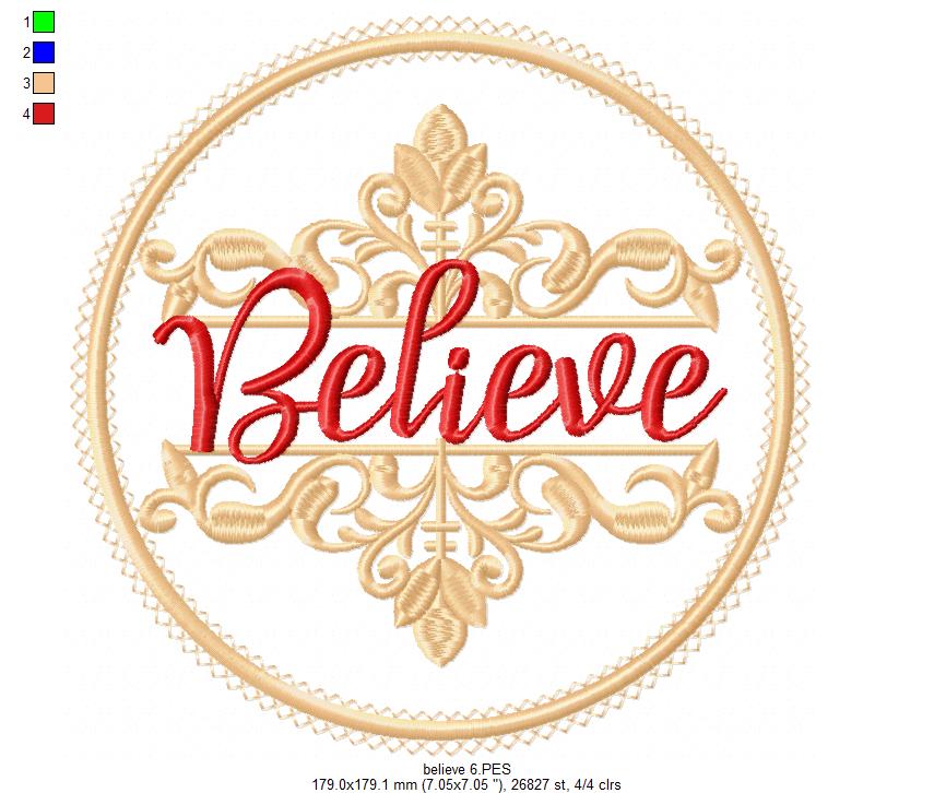 Believe Frame Design 🎄 – Applique – Machine Embroidery Design
