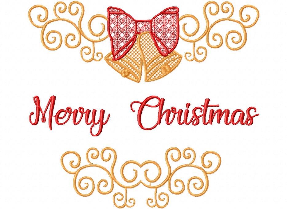 Merry Christmas Bells - Fill Stitch - machine Embroidery Design