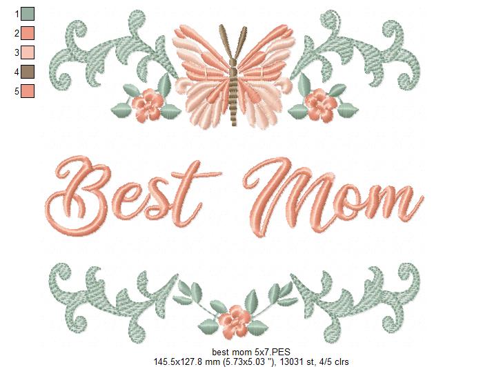 Best Mom - Fill Stitch - Machine Embroidery Design